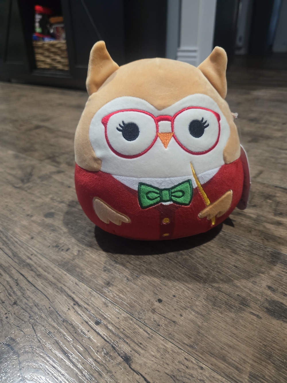 Squishmallows Jaydelle Owl Plush Red Outfit with Green Bow
